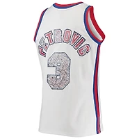 Men's Mitchell & Ness Drazen Petrovic White New Jersey Nets 1992/93 Hardwood Classics NBA 75th Anniversary Diamond Swingman