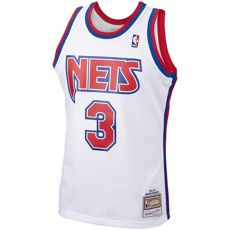 Maillot Swingman Mitchell & Ness Drazen Petrovic pour hommes, blanc, New Jersey Nets, 1992/93, Hardwood Classics
