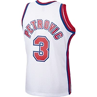 Maillot Swingman Mitchell & Ness Drazen Petrovic pour hommes, blanc, New Jersey Nets, 1992/93, Hardwood Classics