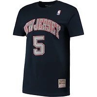 Men's Mitchell & Ness Jason Kidd Navy New Jersey Nets Hardwood Classics Stitch Name Number T-Shirt