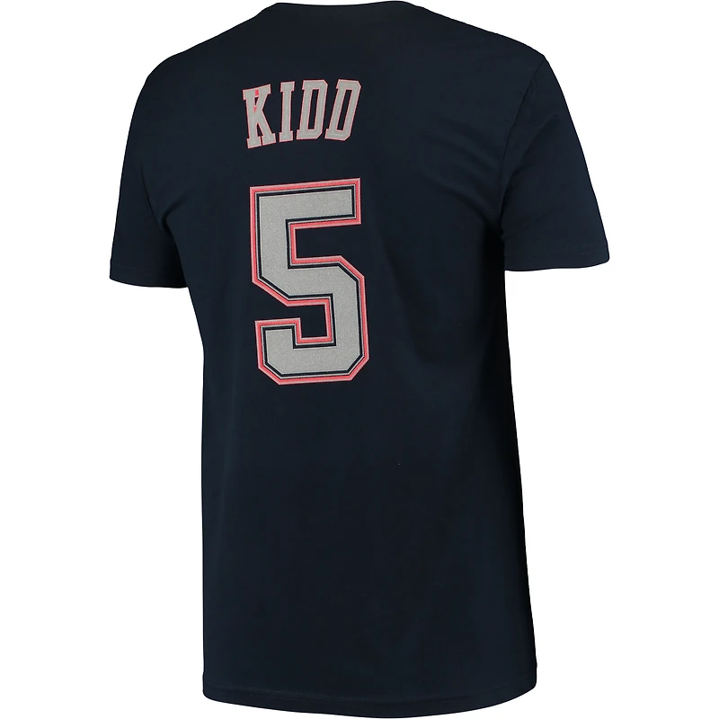 Men's Mitchell & Ness Jason Kidd Navy New Jersey Nets Hardwood Classics Stitch Name Number T-Shirt
