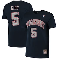Men's Mitchell & Ness Jason Kidd Navy New Jersey Nets Hardwood Classics Stitch Name Number T-Shirt