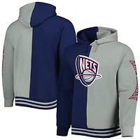 Sweat à capuche manches longues pour homme Mitchell & Ness New Jersey Nets Hardwood Classics Split bleu marine/gris