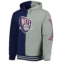 Sweat à capuche manches longues pour homme Mitchell & Ness New Jersey Nets Hardwood Classics Split bleu marine/gris