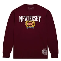 T-shirt à manches longues pour hommes Mitchell & Ness New Jersey Nets Hardwood Classics Ivy League rouge