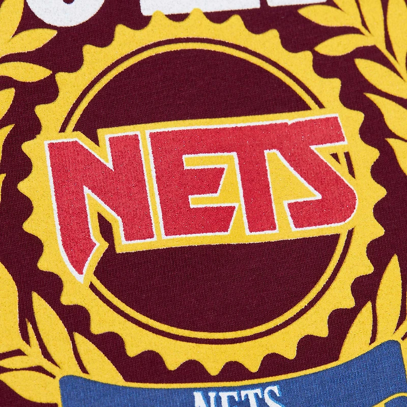 T-shirt à manches longues pour hommes Mitchell & Ness New Jersey Nets Hardwood Classics Ivy League rouge