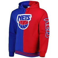 Men's Mitchell & Ness Royal/Red New Jersey Nets Hardwood Classics Split Pullover Hoodie