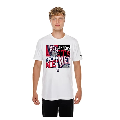 Men's New Era  White Jersey Nets Block Logo T-Shirt