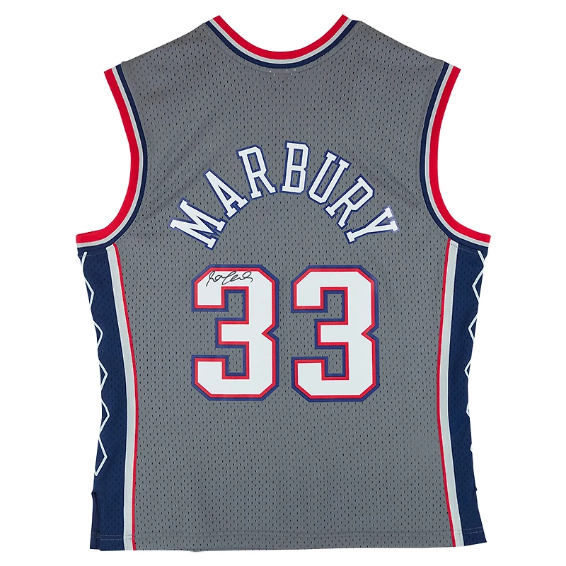 Maillot Swingman alternatif gris autographié par Stephon Marbury des New Jersey Nets (1999-2000)