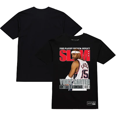 T-shirt unisexe Mitchell & Ness Vince Carter noir New Jersey Nets « Don't Call It A Comeback SLAM Cover »