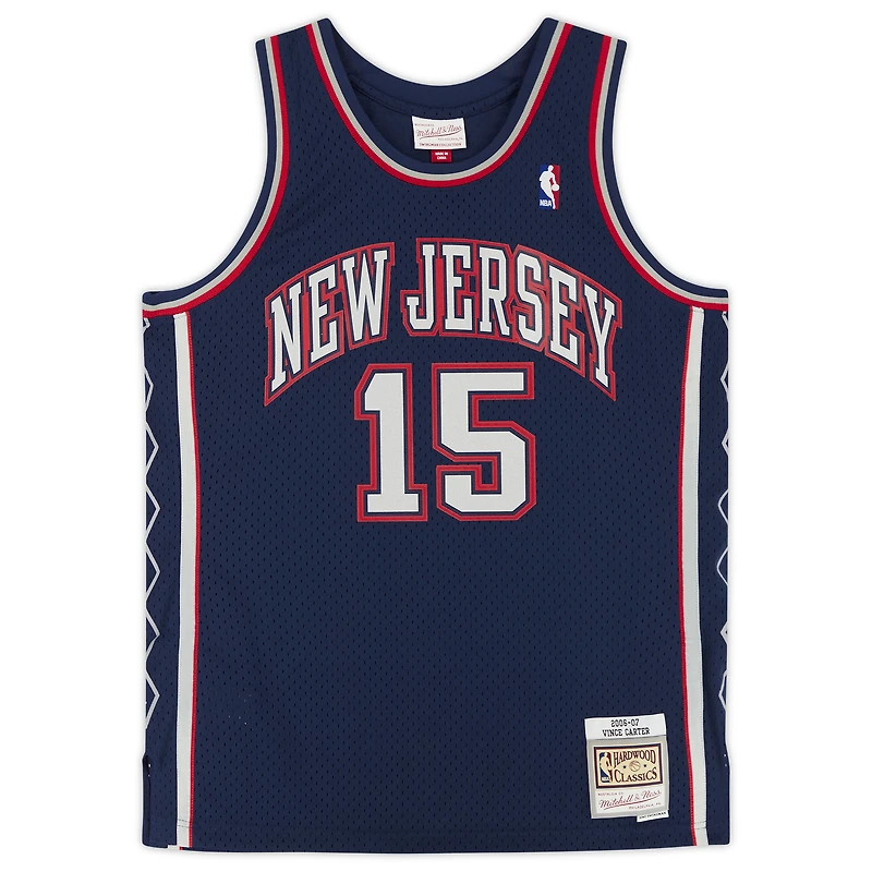 Maillot réplique autographié Mitchell & Ness 2006-07 de Vince Carter Navy New Jersey Nets