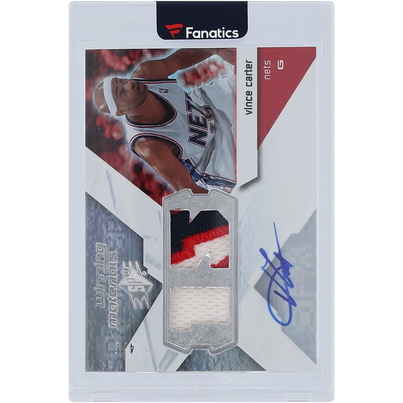 Vince Carter New Jersey Nets Autographed 2008-09 Upper Deck SPX Winning Materials Tri-Color Relic #WMJ-VC #4/5 Card