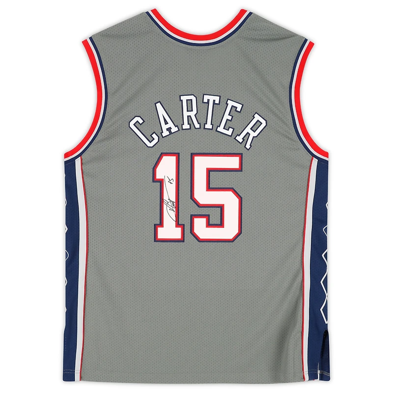 Maillot authentique dédicacé par Vince Carter des New Jersey Nets, Mitchell & Ness, gris, 2004-05