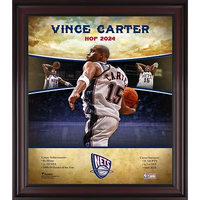 Collage de joueurs classiques en bois dur encadré de 15" x 17" de Vince Carter, New Jersey Nets