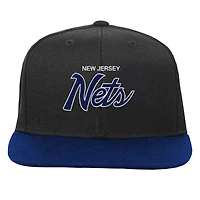 Youth Mitchell & Ness Black New Jersey Nets Team Script Snapback Hat