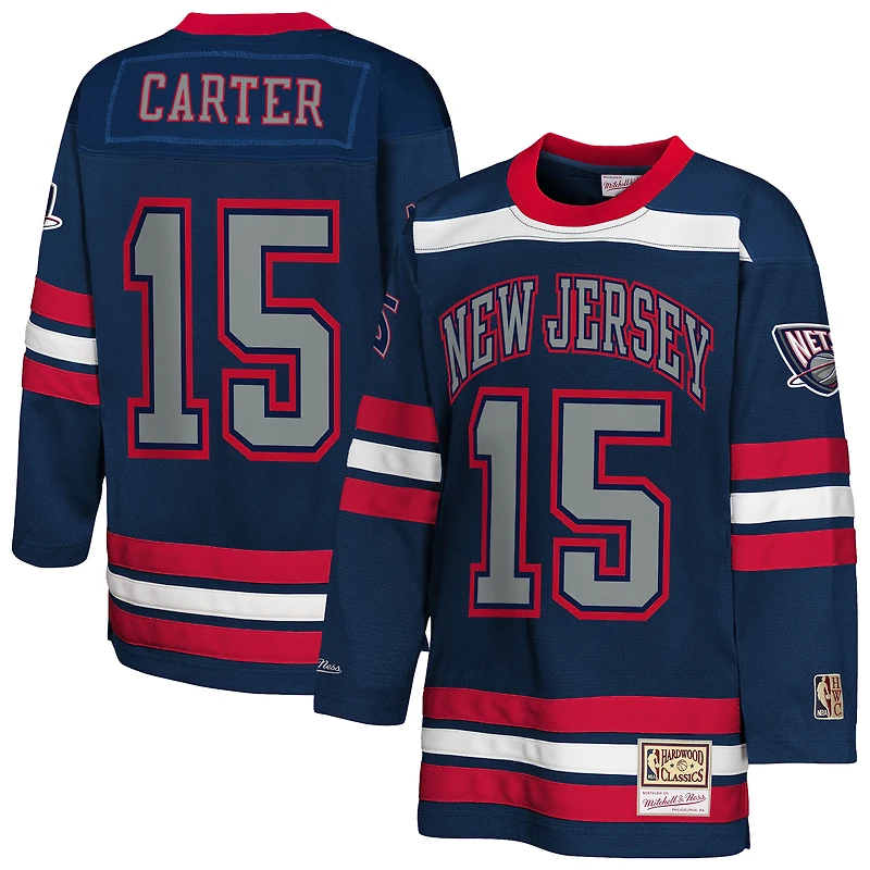 Maillot de hockey tendance Maxxed Out 2.0 pour jeunes Mitchell & Ness Vince Carter, bleu marine, New Jersey Nets