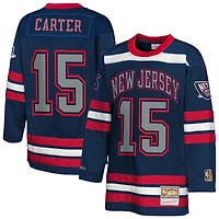 Maillot de hockey tendance Maxxed Out 2.0 pour jeunes Mitchell & Ness Vince Carter, bleu marine, New Jersey Nets
