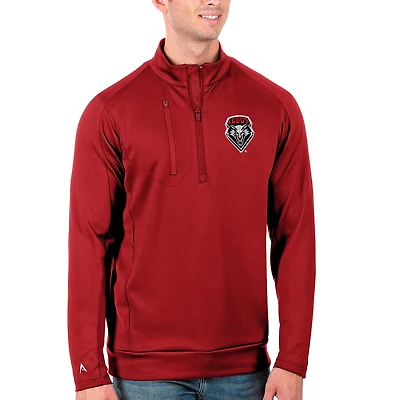Veste à enfiler quart de zip pour homme, couleur rouge Antigua, style Lobos du Nouveau-Mexique, grande et taille