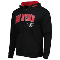 Men's Colosseum Black New Mexico Lobos Arch & Logo 3.0 Full-Zip Hoodie