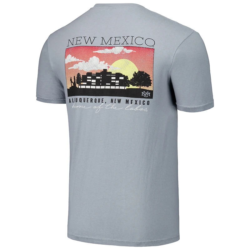 T-shirt gris pour hommes, couleur confort, Lobos Campus Scenery du Nouveau-Mexique