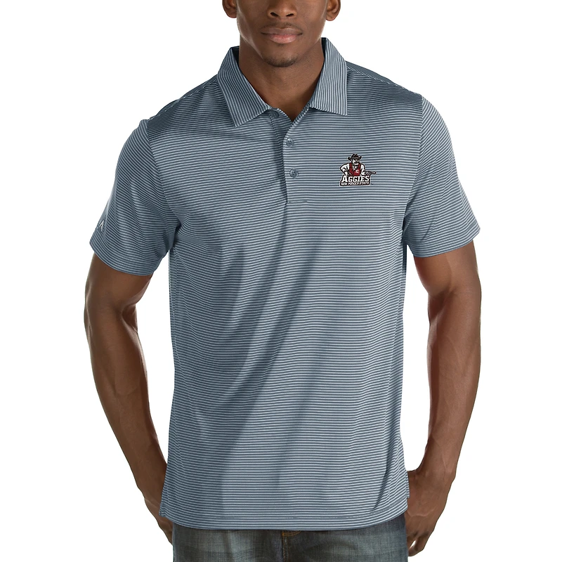 Polo rayé Quest pour homme des Aggies de l'État du Nouveau-Mexique, en jersey, Antigua Steel