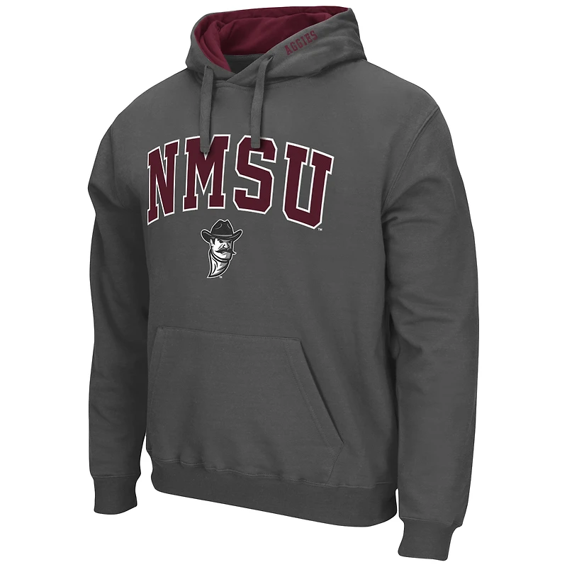 Men's Colosseum Charcoal New Mexico State Aggies Arch & Logo 3.0 Pullover Hoodie