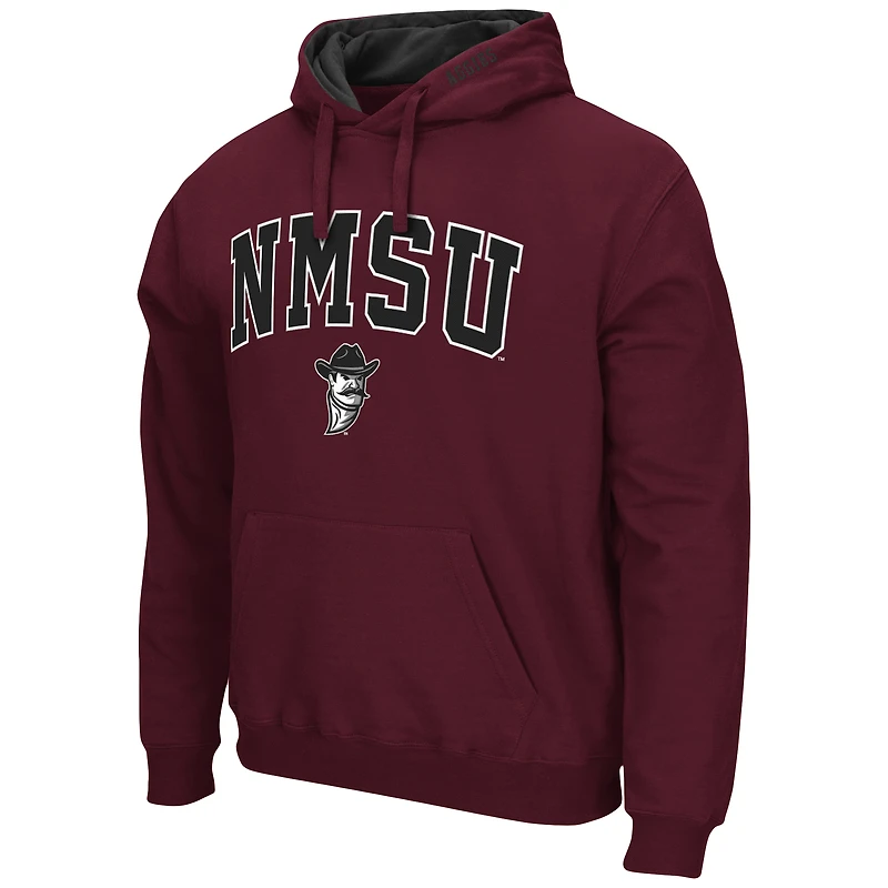 Colosseum Crimson État du Nouveau-Mexique Aggies Arch and Logo Pull à capuche pour hommes