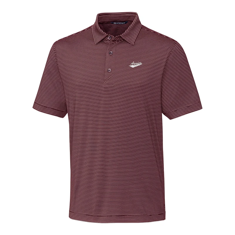Men's Cutter & Buck Crimson New Mexico State Aggies Forge Pencil Stripe Stretch Polo