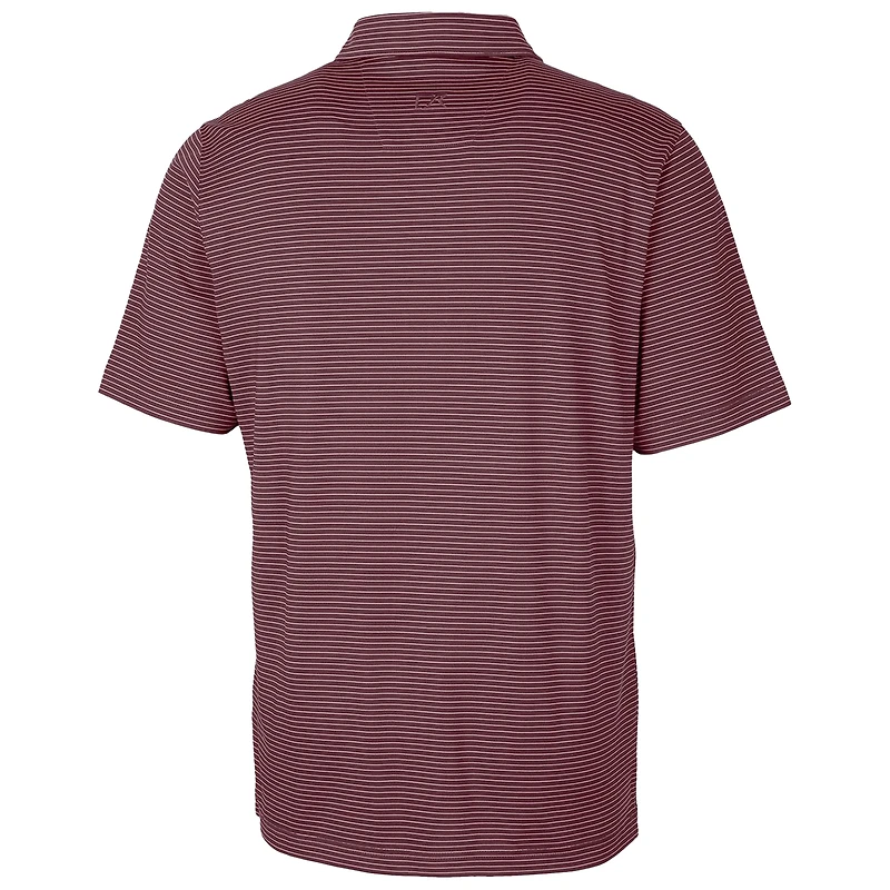 Polo à rayures fines Cutter & Buck Crimson New Mexico State Aggies Forge pour homme
