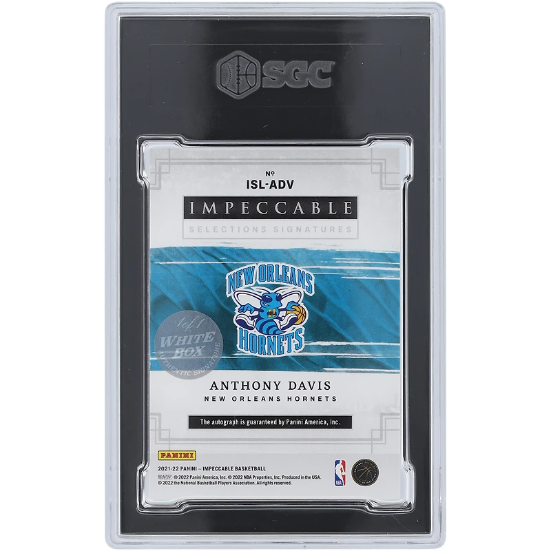 Anthony Davis New Orleans Hornets Autographed 2021-22 Panini Impeccable Selections Signatures White Box #ISL-ADV #1/1 SGC Authenticated 9/10 Card