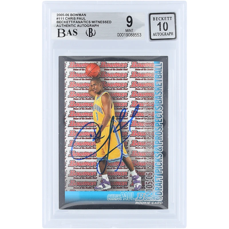 Chris Paul New Orleans Hornets Autographed 2005-06 Topps Bowman Draft Picks & Prospects #111 Beckett Fanatics Witnessed Authenticated /10 Rookie Card