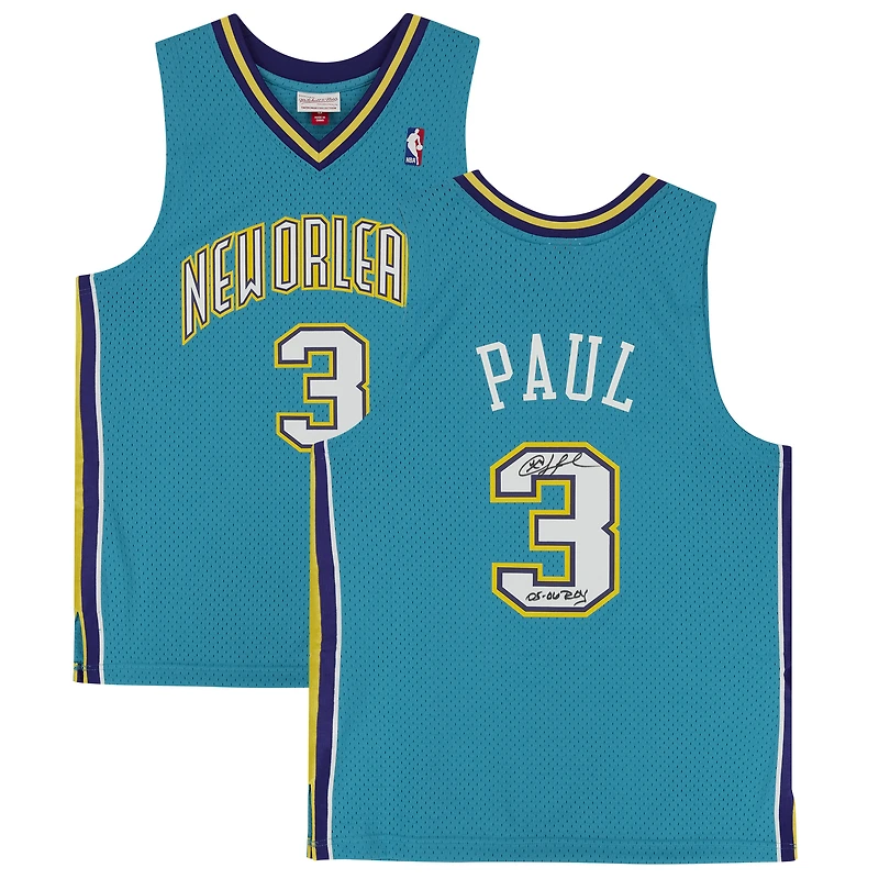 Chris Paul New Orleans Hornets Autographed Mitchell & Ness Teal Jersey with "05-06 ROY" Inscription