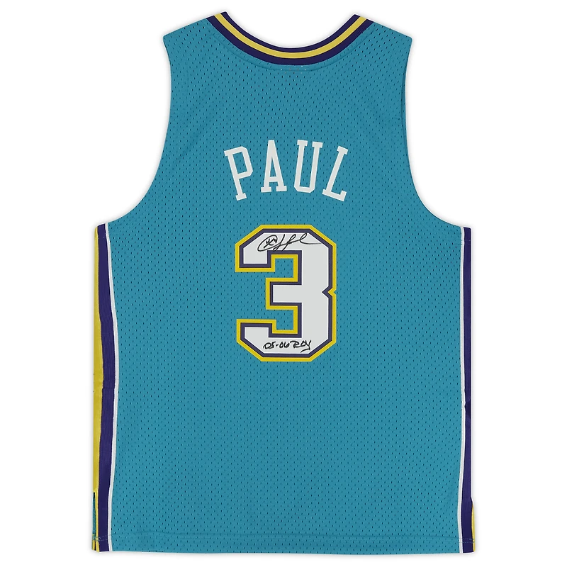 Chris Paul New Orleans Hornets Autographed Mitchell & Ness Teal Jersey with "05-06 ROY" Inscription