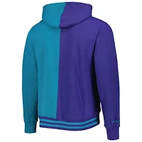 Chandail à capuchon fendu Big & Tall Hardwood Classics pour homme de Mitchell Ness violet/bleu sarcelle