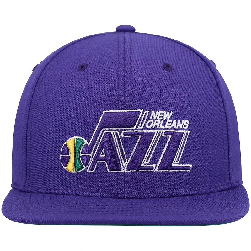 Men's Mitchell & Ness Purple New Orleans Jazz Hardwood Classics Team Ground 2.0 Snapback Hat