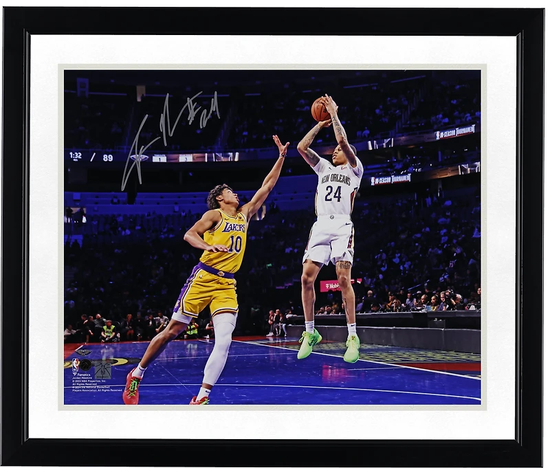 Jordan Hawkins New Orleans Pelicans Autographed 16" x 20" Shooting vs. Lakers Photograph