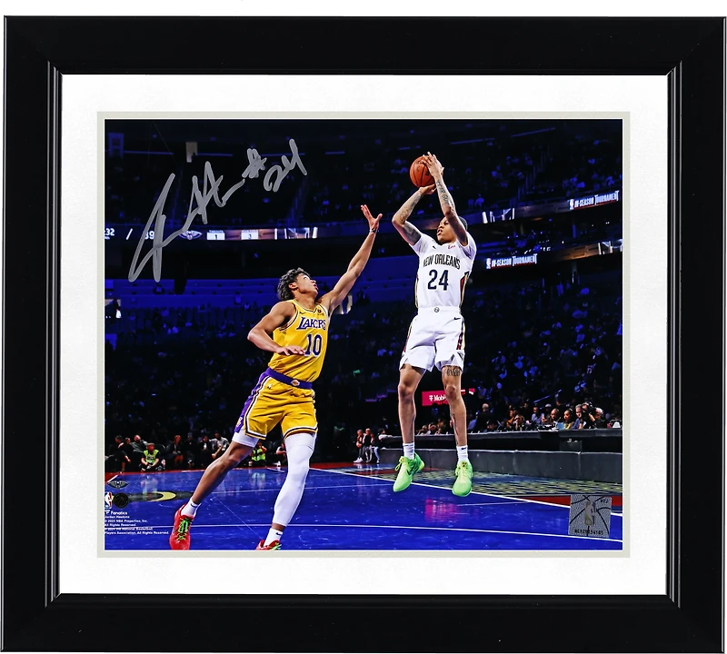 Jordan Hawkins New Orleans Pelicans Autographed 8" x 10" Shooting vs. Lakers Photograph