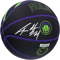 Ballon de basket-ball de collection dédicacé Wilson 2023-24 City Collector par Jordan Hawkins New Orleans Pelicans