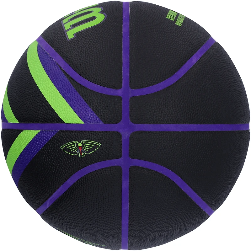 Ballon de basket-ball de collection dédicacé Wilson 2023-24 City Collector par Jordan Hawkins New Orleans Pelicans