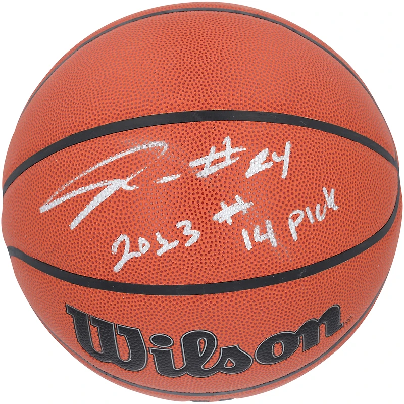 Ballon de basket-ball d'intérieur/extérieur Wilson Authentic Series autographié par Jordan Hawkins New Orleans Pelicans avec inscription « 2023 #14 Pick »