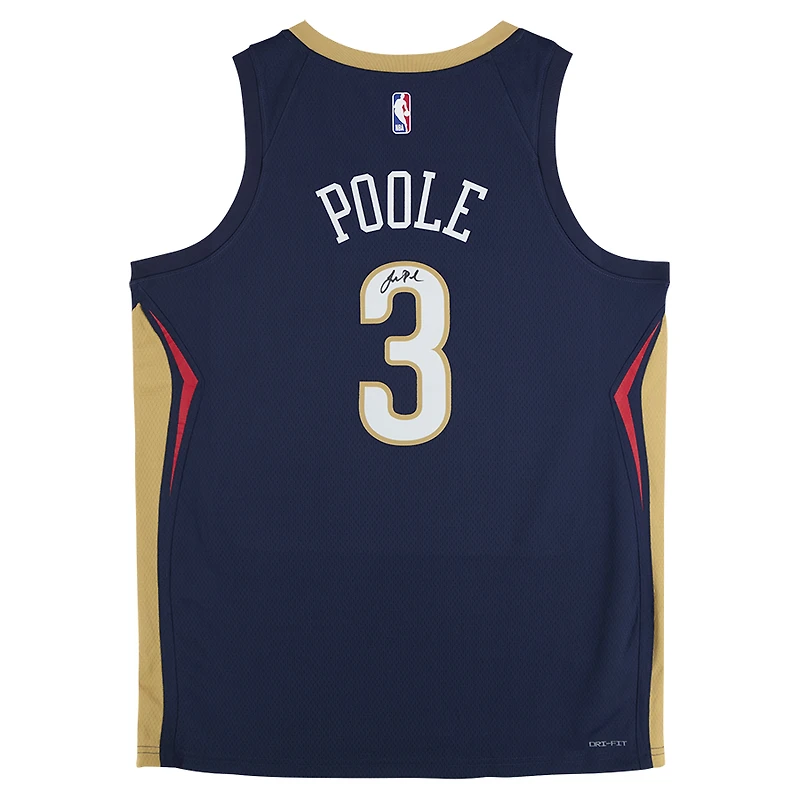 Maillot Swingman Nike Icon Edition bleu marine dédicacé par Jordan Poole des New Orleans Pelicans