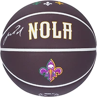 Ballon de basket-ball de collection dédicacé par Jordan Poole New Orleans Pelicans Wilson City Edition
