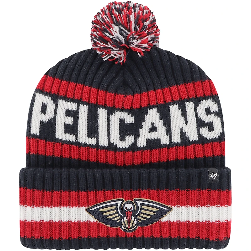 Bonnet en tricot à revers Bering '47 Navy New Orleans Pelicans pour hommes avec pompon