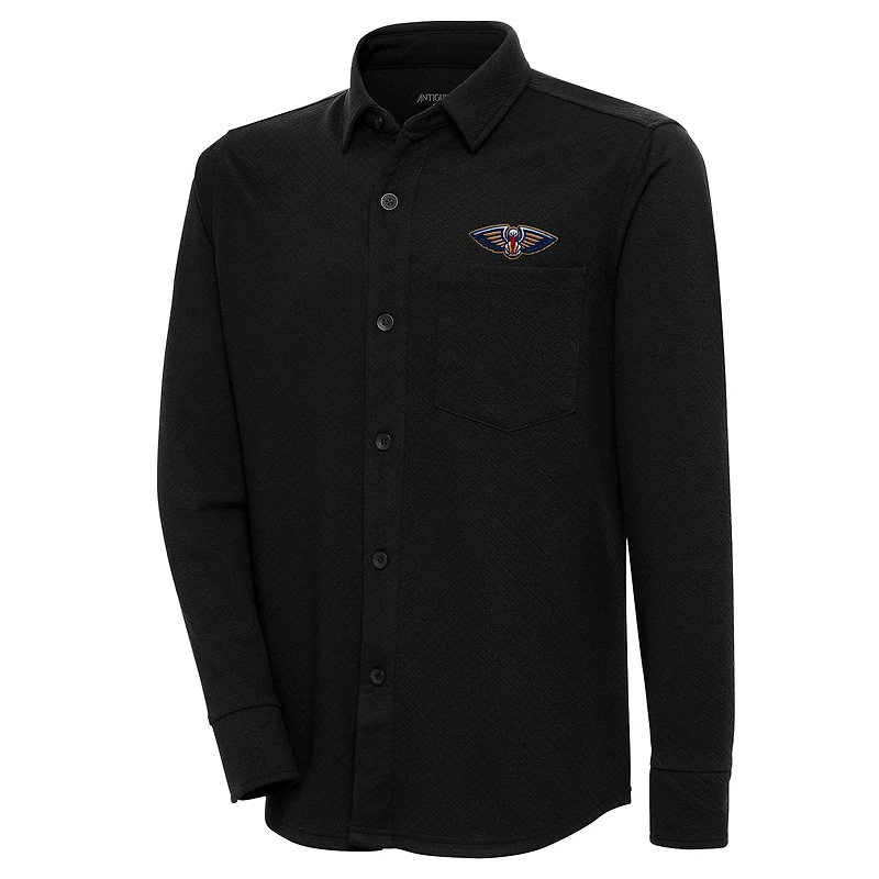 Men's Antigua  Black New Orleans Pelicans Steamer Button-Up Shacket