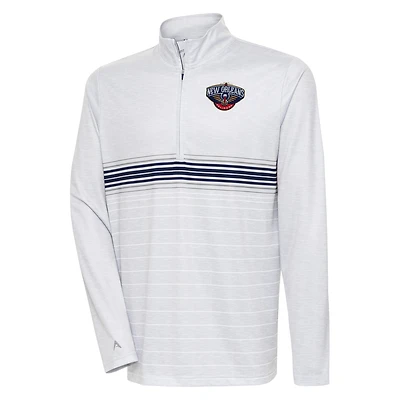 Pull-over zippé quart de tour Bullseye Antigua gris chiné/bleu marine des New Orleans Pelicans pour homme