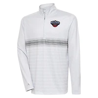 Men's Antigua Heather Gray/Steel New Orleans Pelicans Bullseye Quarter-Zip Pullover Top