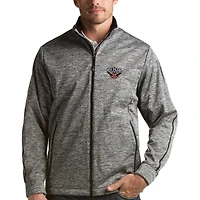 Men's Antigua Heather Gray New Orleans Pelicans Golf Full-Zip Jacket