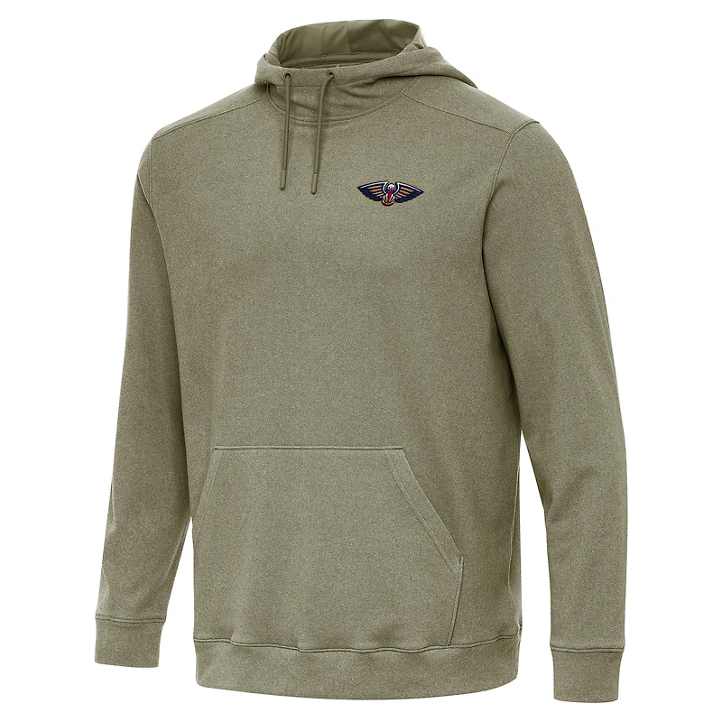 Men's Antigua Heather Olive New Orleans Pelicans Cloud Pullover Hoodie