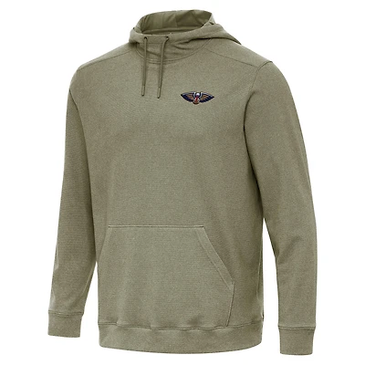 Men's Antigua Heather Olive New Orleans Pelicans Cloud Pullover Hoodie