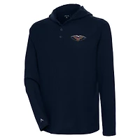 Men's Antigua  Navy New Orleans Pelicans Strong Hold Long Sleeve Henley Hoodie T-Shirt